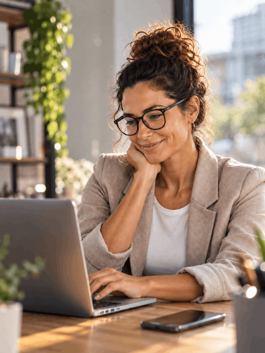 A professional working on a laptop, ready for a career change